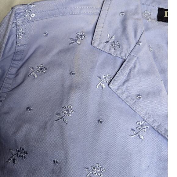 Vtg 1990s Denim & Co Periwinkle Blue Floral Eyelet Lace Button Up Shirt Jacket S - Picture 3 of 4